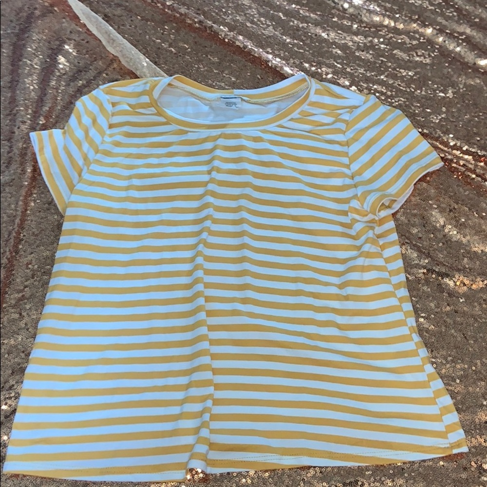 Yellow and white tee